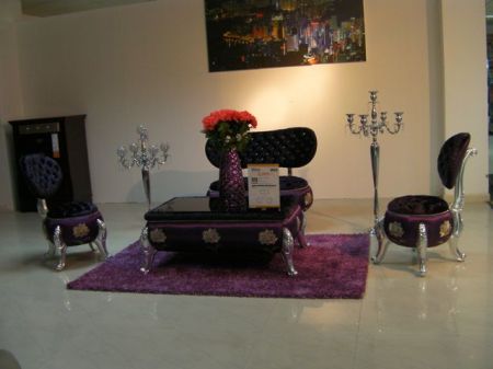 strange purple chairs