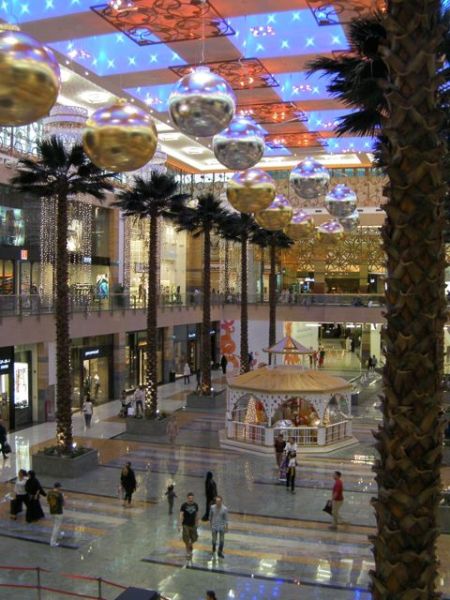 shopping mall decorated for Christmas