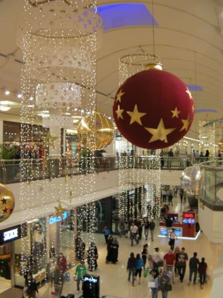 shopping mall decorated for Christmas