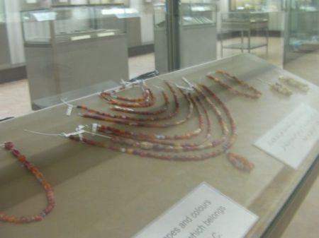 ancient jewelry made of carnelian (red) stone