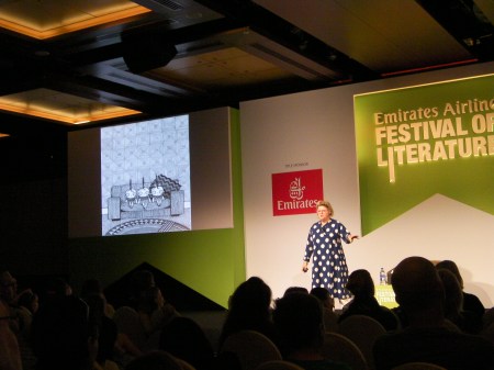 Sally Gardner presenting her fairy detective series