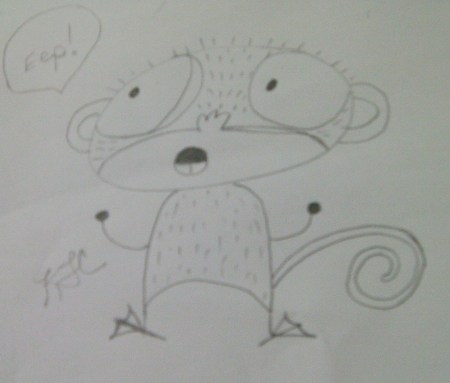 pencil drawing of a sea monkey