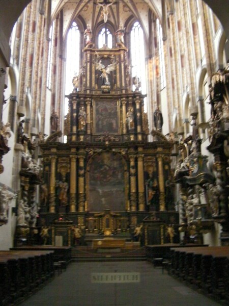 very tall ornate church altar