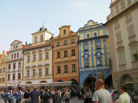 colorful five story buildings