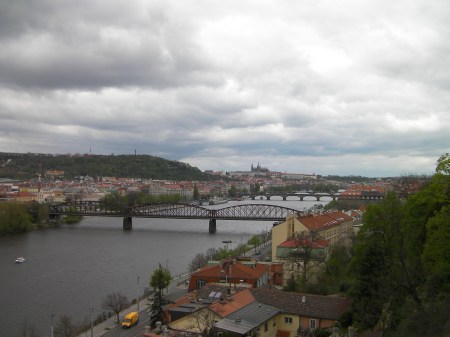 Vltava River through Prague, several bridges