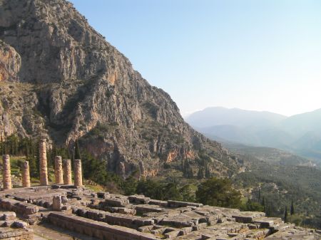 Greek ruins on side of mountain
