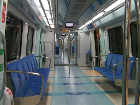 inside of a public transport train