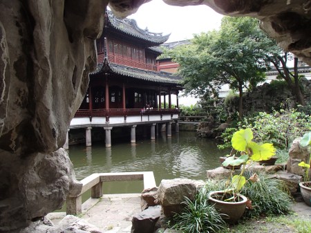 pond and traditional Chinese building