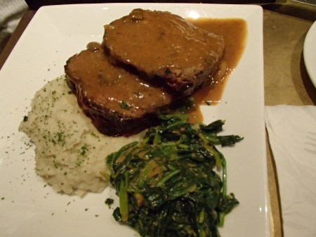 meatloaf, potatoes, spinach