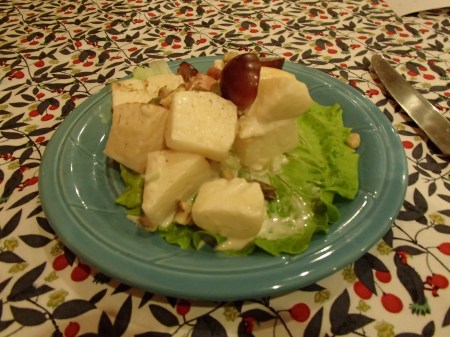 salad made of apples, grapes, walnuts