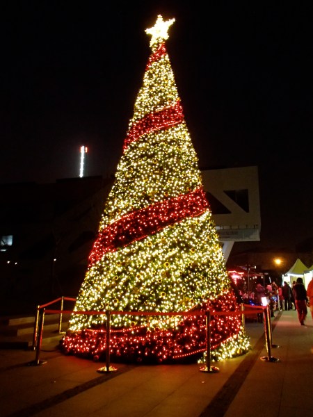 red and white Christmas tree