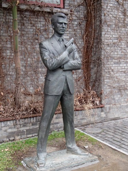 statue of James Bond as portrayed by  Pierce Brosnan