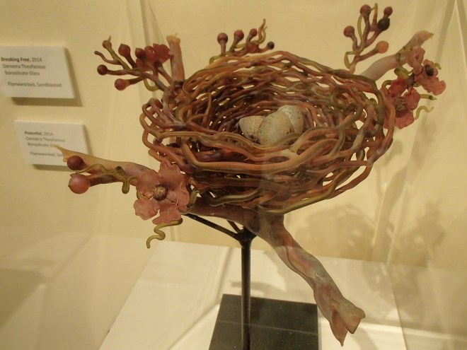 a birds nest made out of glass