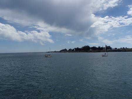 Ocean, sail boats, coast line