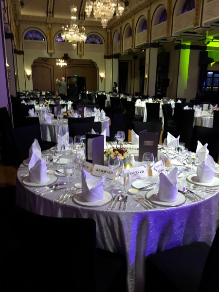 ballroom set with formal dining tables