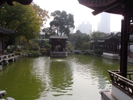 small lake surrounded by Ming dynasty buildings