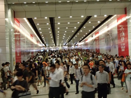 very crowded hallway