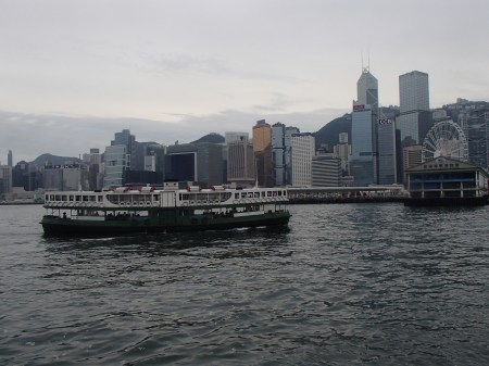 view from a ferry boat in Victoria Harbour