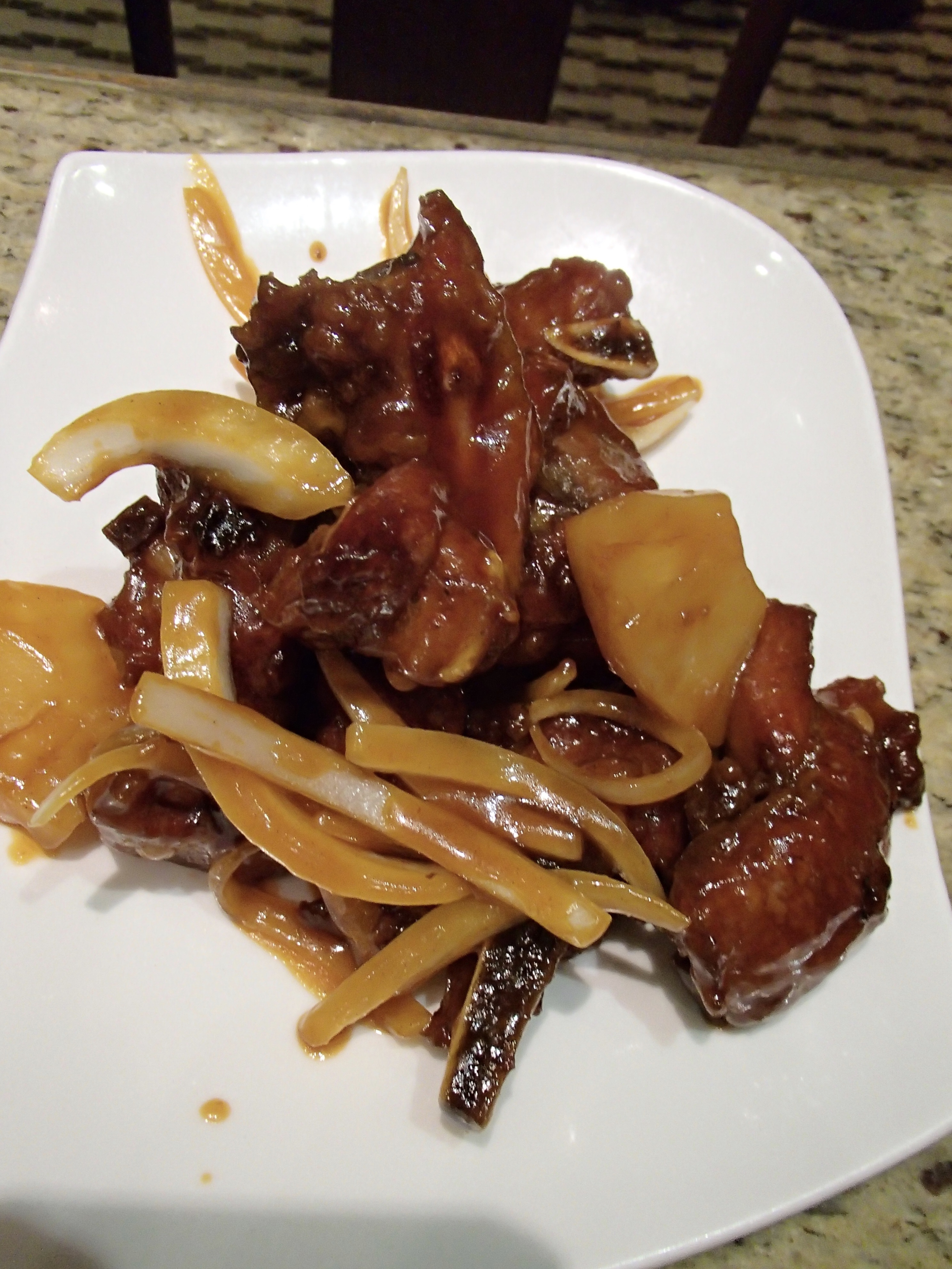sweet and sour pork with pineapple and onions