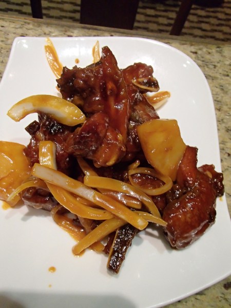 sweet and sour pork with pineapple and onions