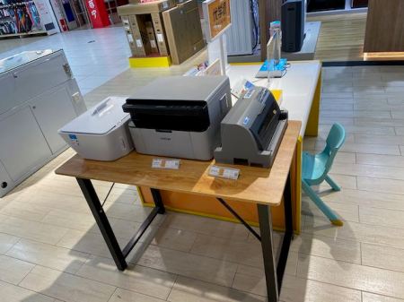 store display of three printers