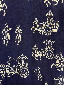 traditional nankeen fabric, blue and white print
